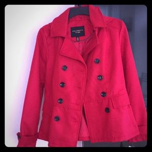 NWT Red wool coat with hood.